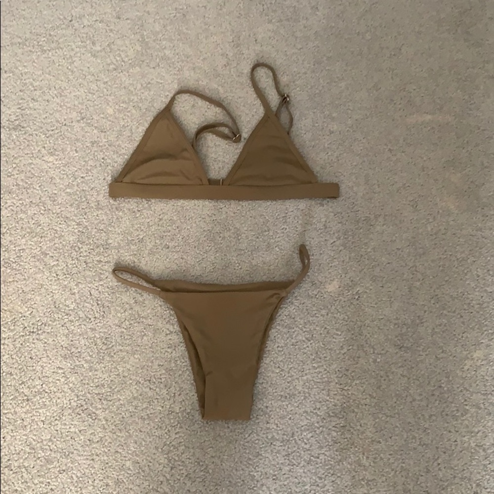 Light brown non padded cheeky bathing suit